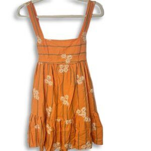 Urban Outfitters Orange Romper with Embroidered Daisies XS